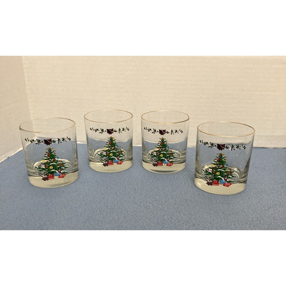 VTG Holiday by Montgomery‎ Wards Christmas Tree Old Fashion Glasses - Set of 4